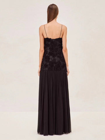 Dress Dress French Fresh Sweet Three-Dimensional Rose Flowers Spliced Chiffon Sling Dress Dress